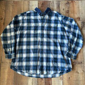 Panhandle Slim Rough Stock Mens Blue White Plaid Long Sleeve Button Down Shirt